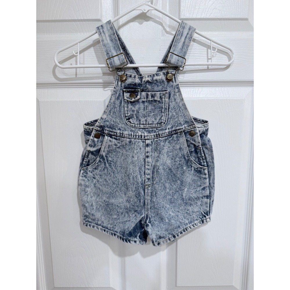 80s/90s Vintage 4T Overalls Happy Kids Acid Wash Denim